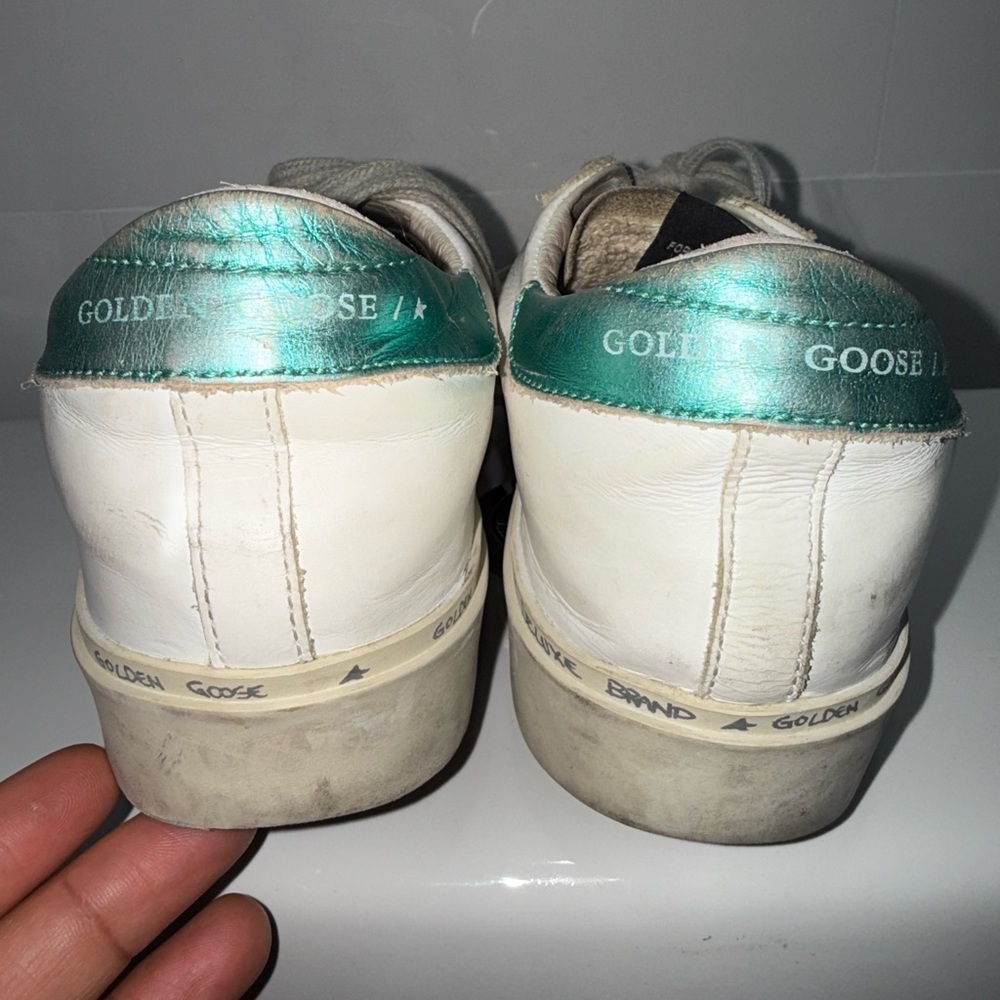 Golden Goose Hi Star Sneakers Glitter Star Shoes Green Back 36/ 6 - Picture 3 of 7